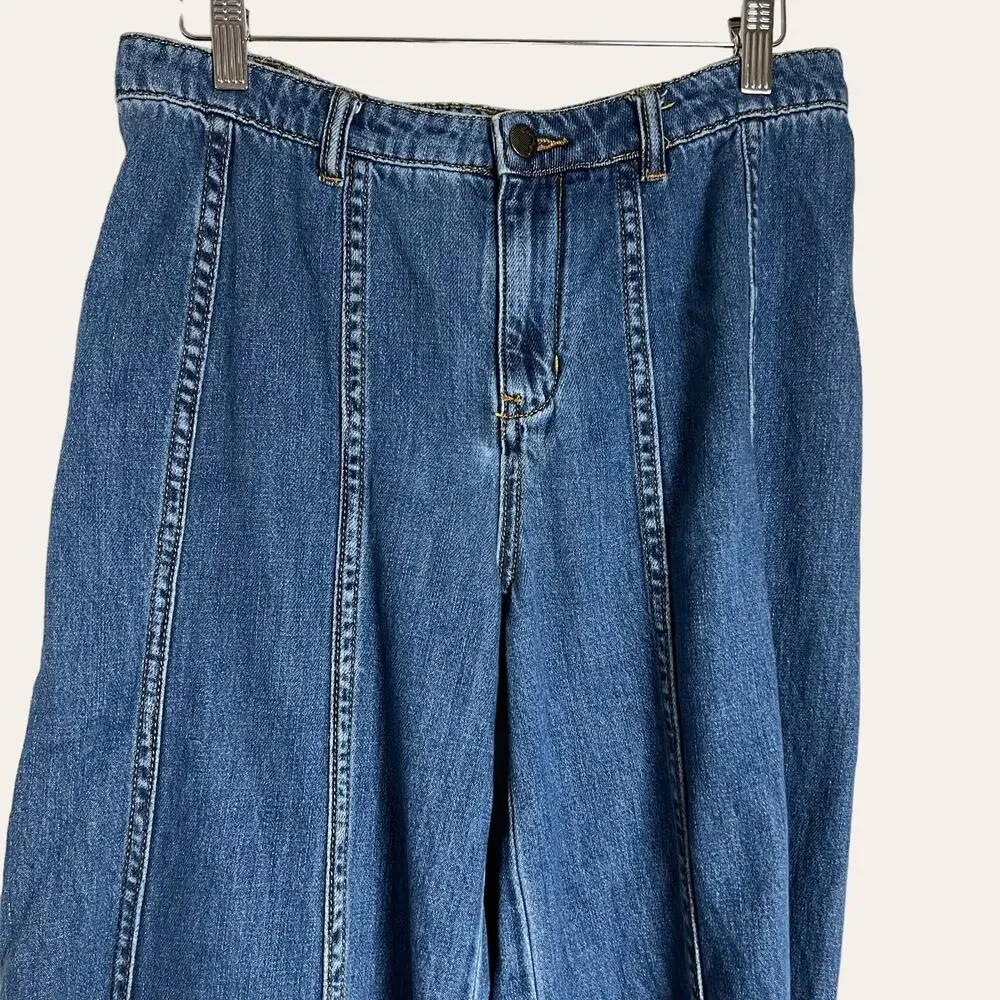 Free People Rare Vintage Super Wide Leg Jeans Size 6 - Picture 7 of 11